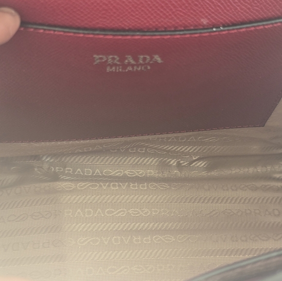 Prada Crossbody Top Handle HandBag Chain Strap Red Women Leather New 2way - Picture 14 of 16